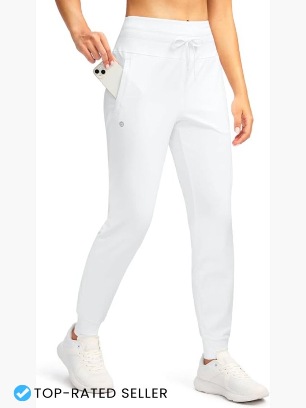 High Waisted Joggers Zip Pockets Athletic Sweatpants Tapered Leg Lounge